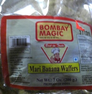 Sealed bag of Bombay Magic Mari Banana Waffers